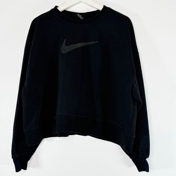 Nike Sweaters - Nike Training Boxy Fit Crewneck Cropped Slouchy Chenille Logo Swoosh Sweat Shirt